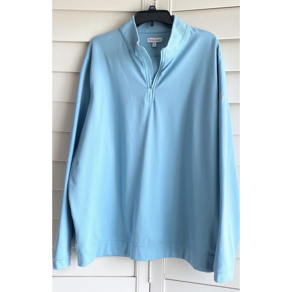 Peter Millar Performance 1/4 Zip Golf Mens 2XL Blue Sweater Logo Silverado Perth